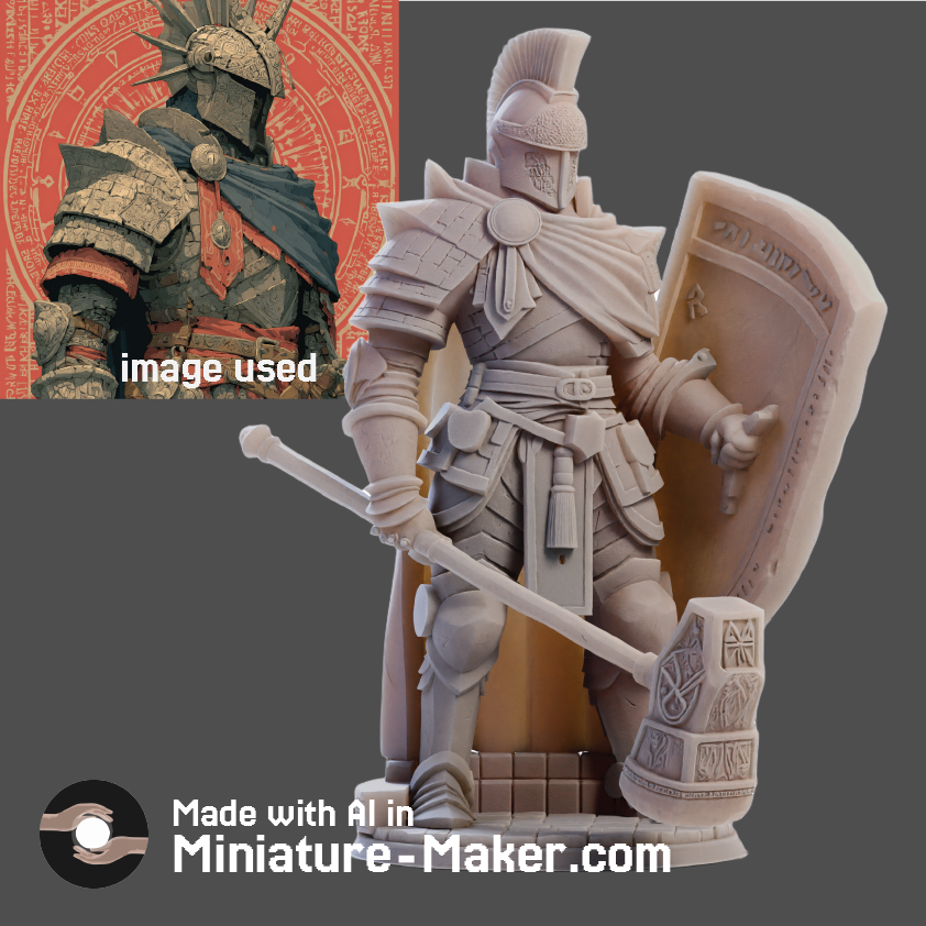Armored Ashen Knight  - Hammer and Shield - Tabletop Miniature