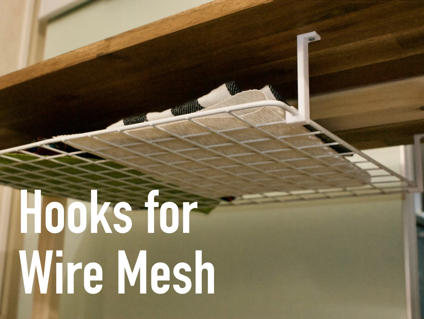 Hooks for hanging Wire Mesh under a desk