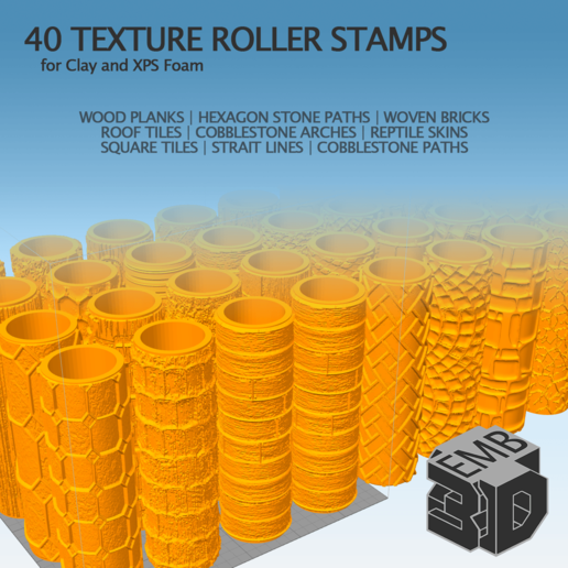 40 CLAY AND XPS FOAM TEXTURE ROLLER STAMP (Trial)