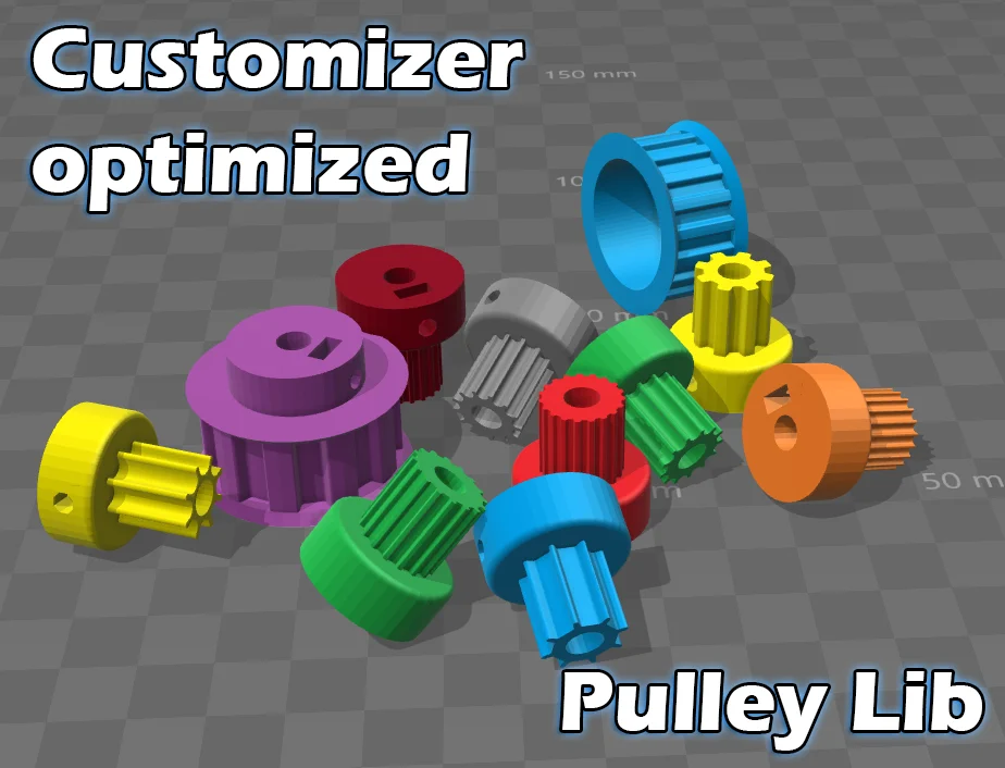 Parametric Pulley Library - Customizer Optimized
