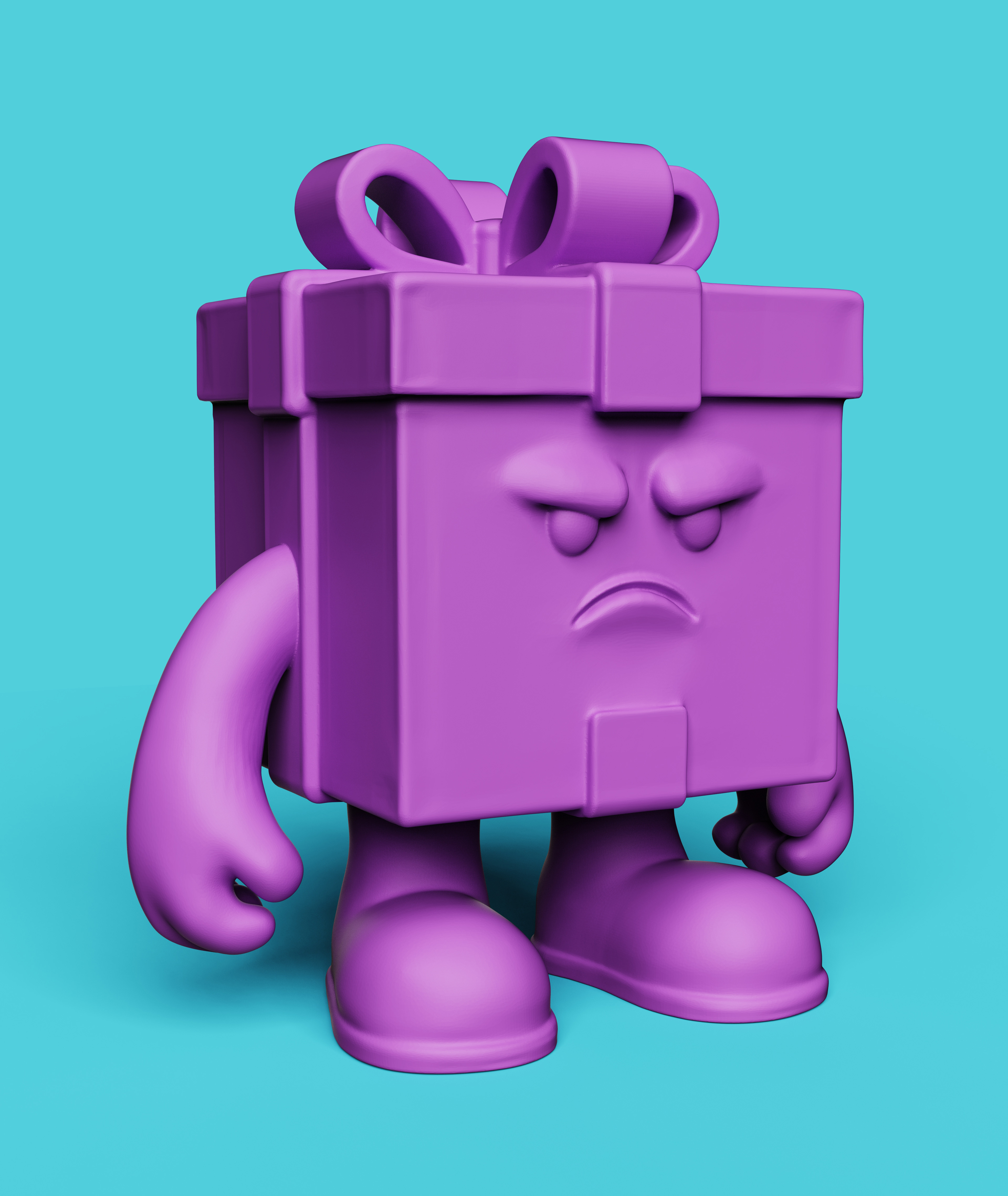 Angry Gift Box Monster | Cute 3D Figure