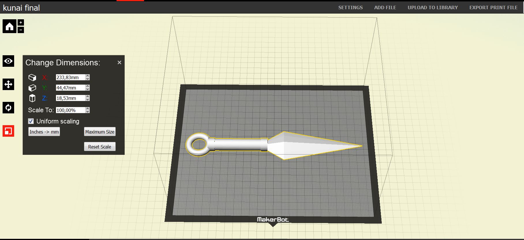 Kunai Knife from Anime Naruto for Cosplay