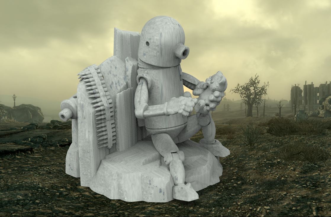 Battle Droid at Rest - Robot with his Teddybear