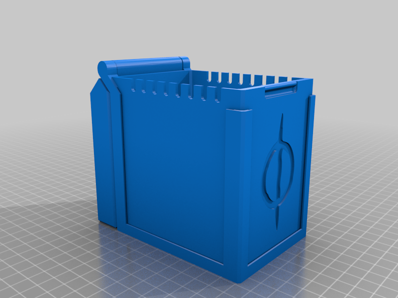 Deck box with snapping lid and Phyrexian symbol