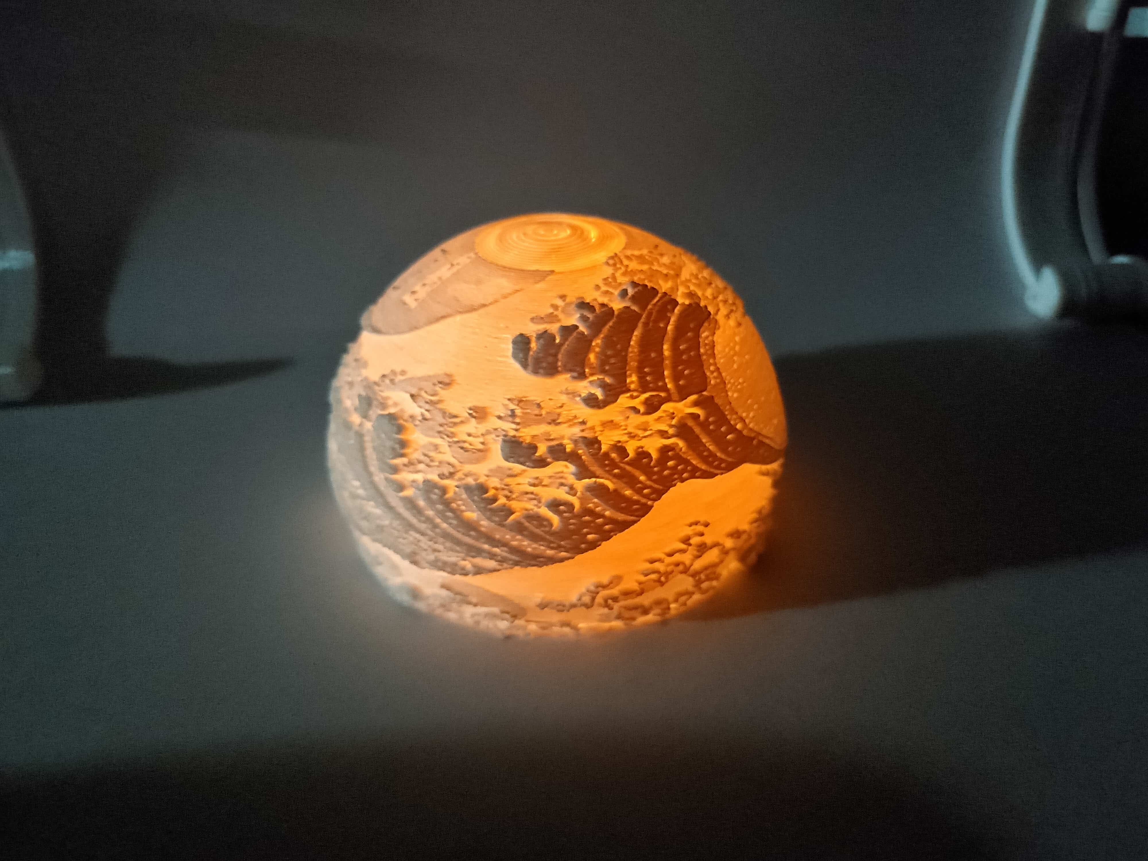 Lithophane Mood Lamp - The Great Wave off Kanagawa