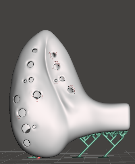 double ocarina with optimised supports