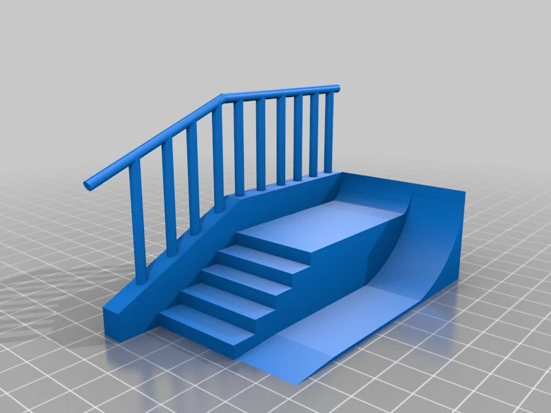 Teck Deck stair set with railing (remix)