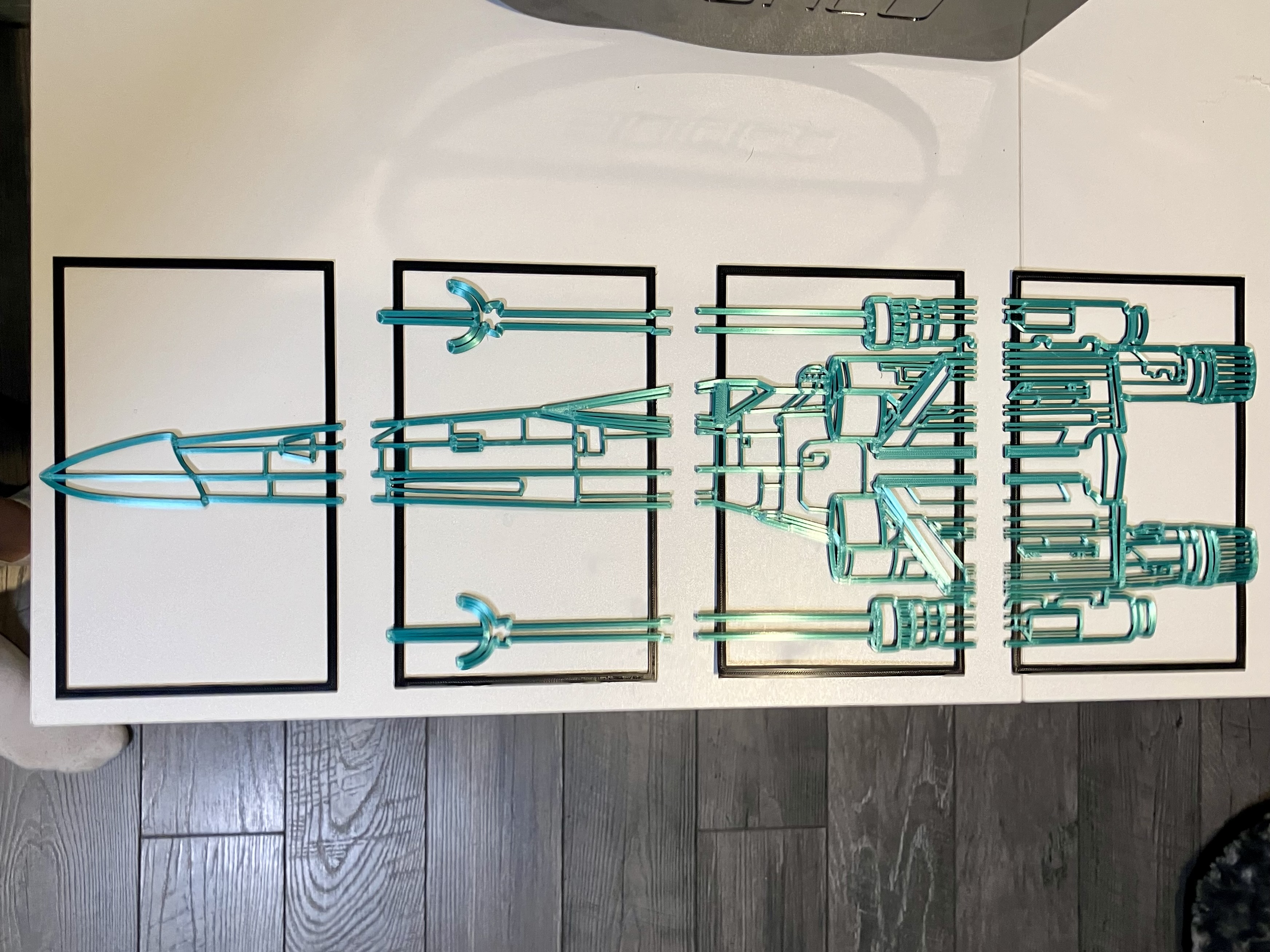 Color Change 4 Piece of X-wing fighter 2D wall art