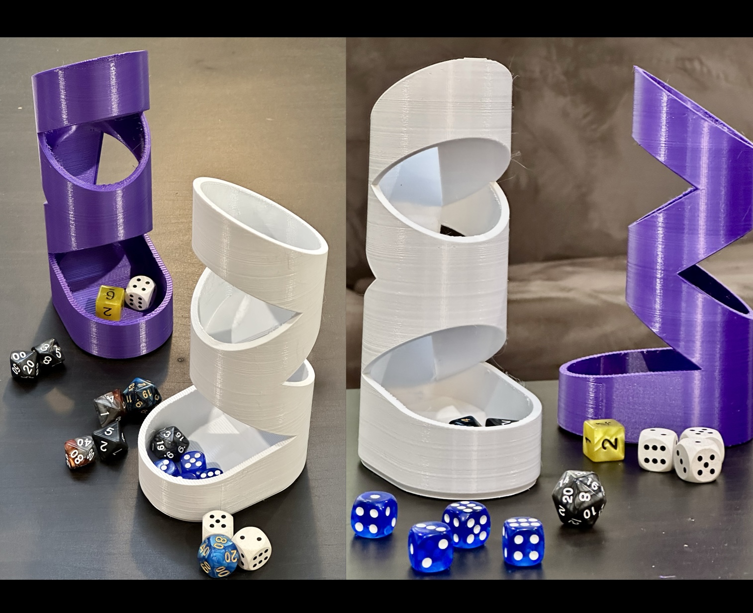 Zigzag (triple ring) dice tower & catch tray