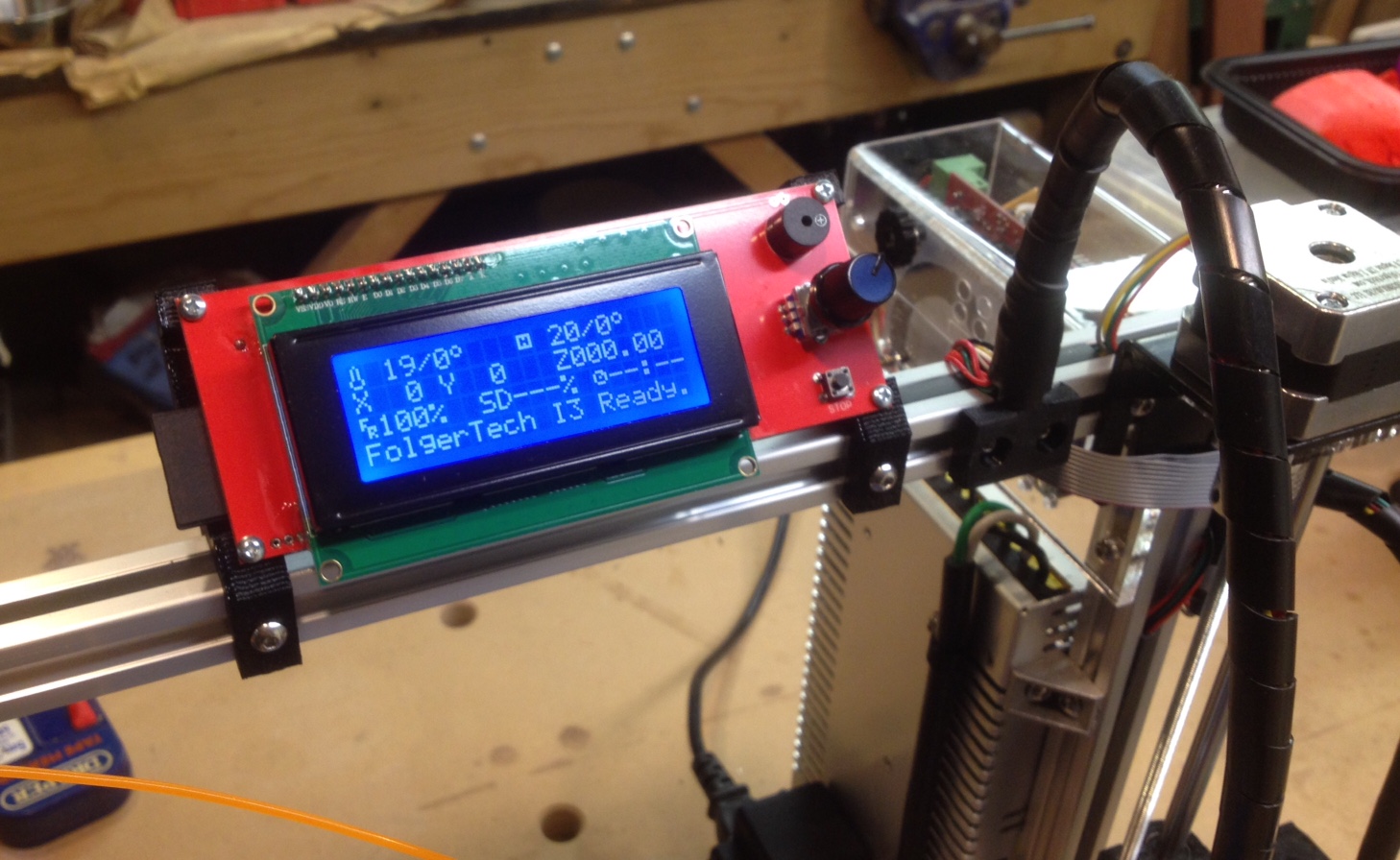 2004 LCD mount for a Folger RepRap 2020 Prusa i3