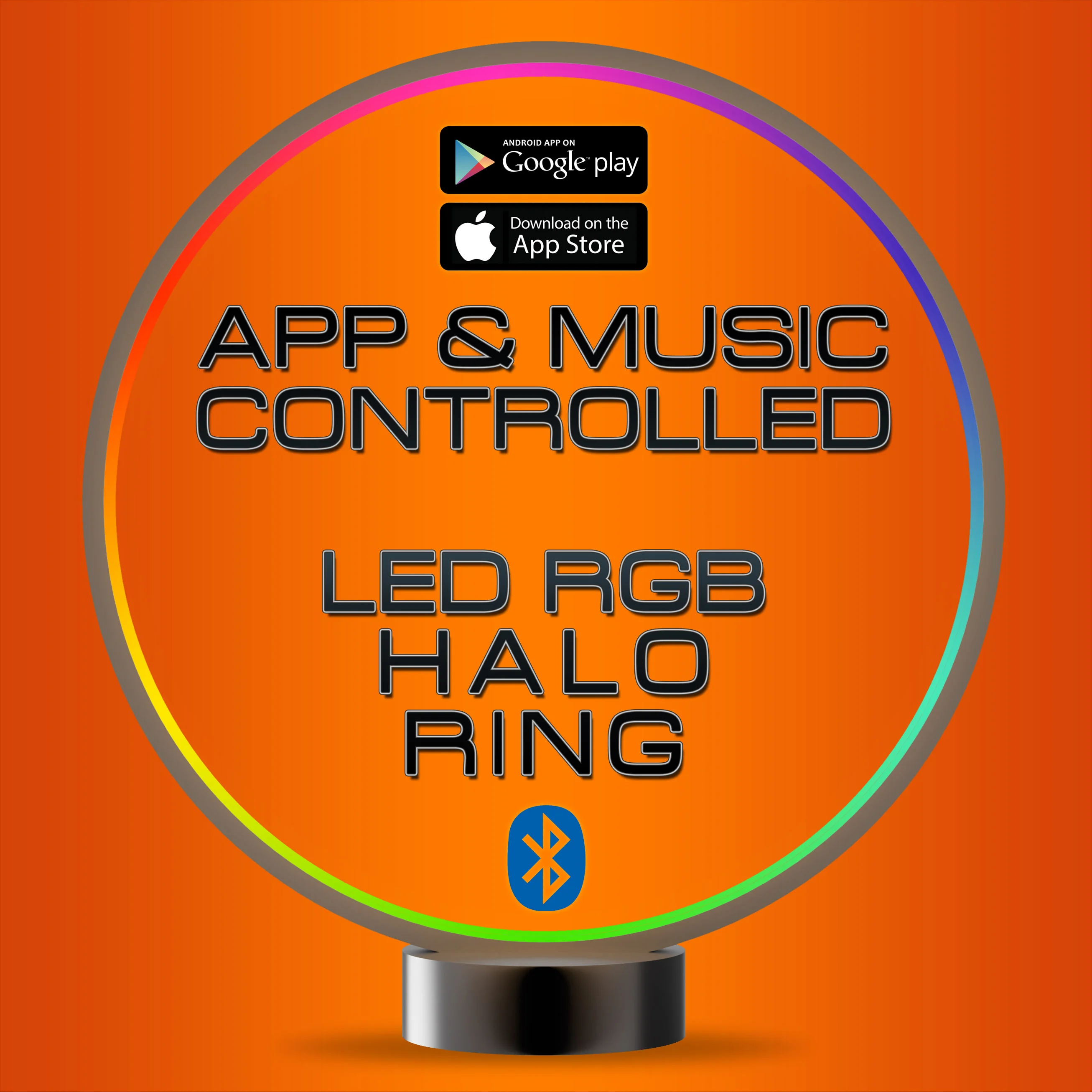 LED RGB DESIGNER CIRCLE RING HALO LIGHT LAMP - App & Music Controlled