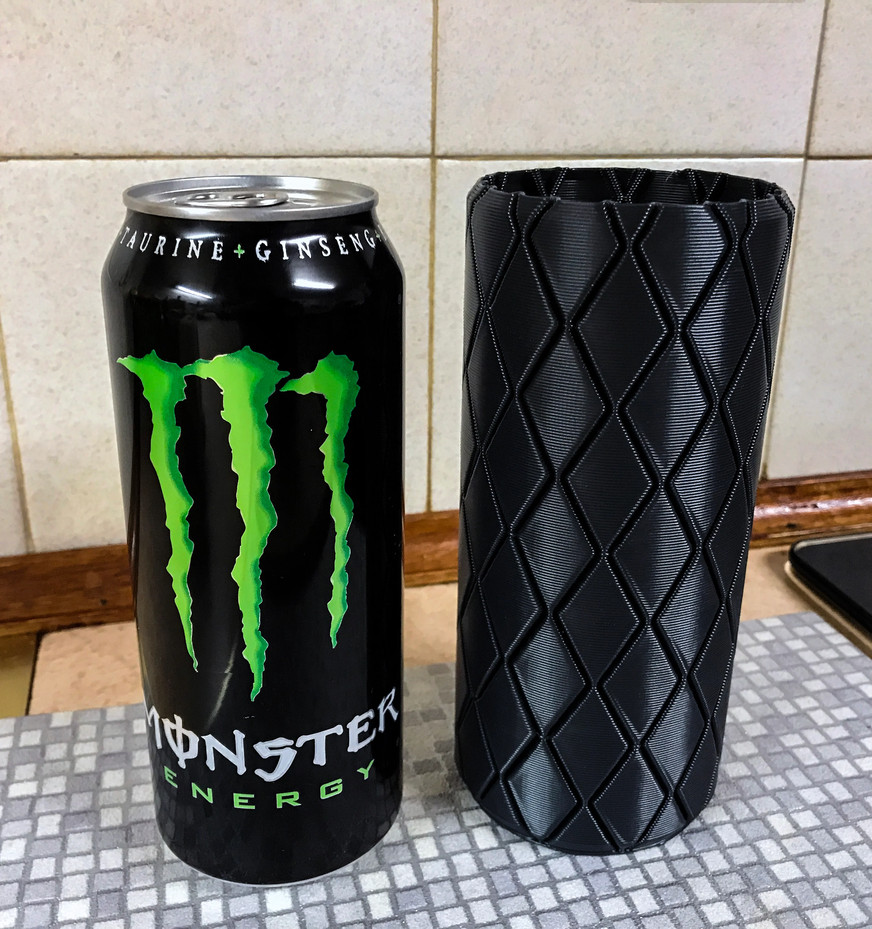 Monster Energy Drink Koozie - Vase/Spiral Print - V2