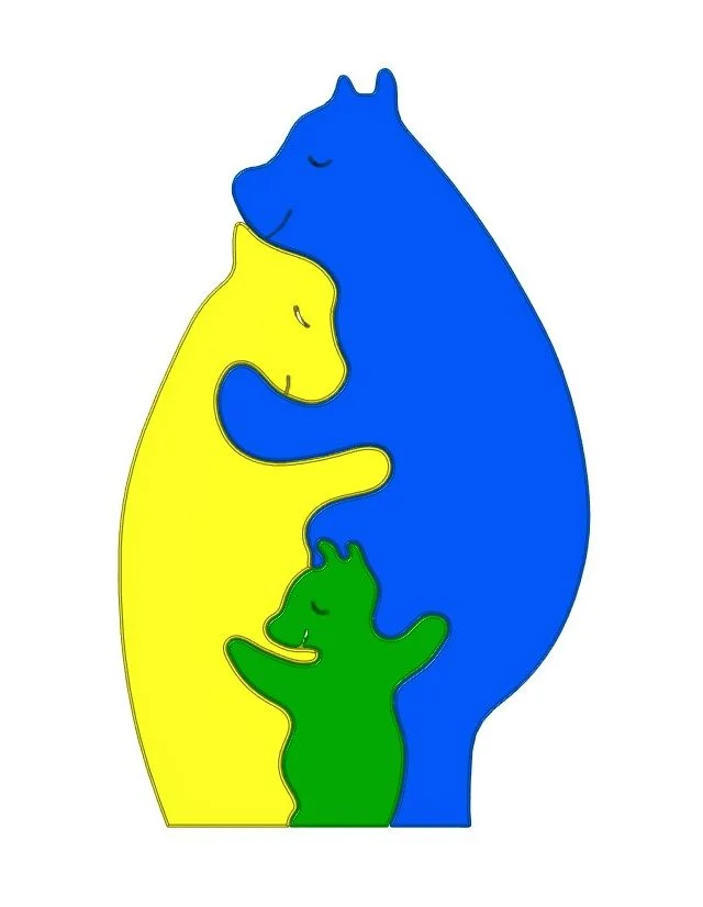 Bear family puzzle (1 cub)