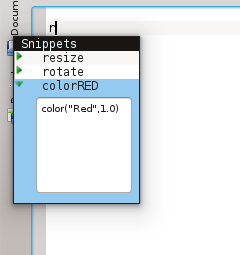 OpenSCAD Kate Snippets - Code completion and more