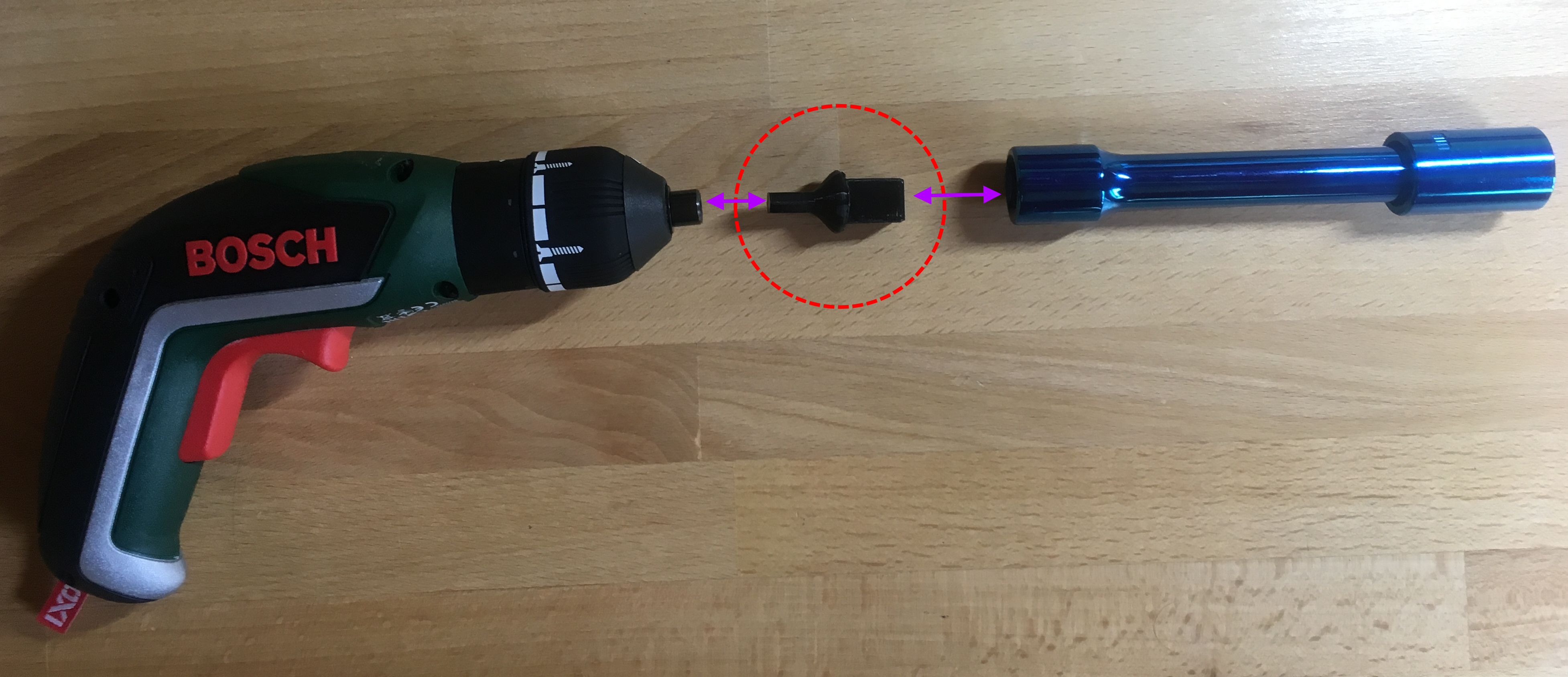 Adapter hexagon to square ( 1/4"; 3/8"; 1/2" )