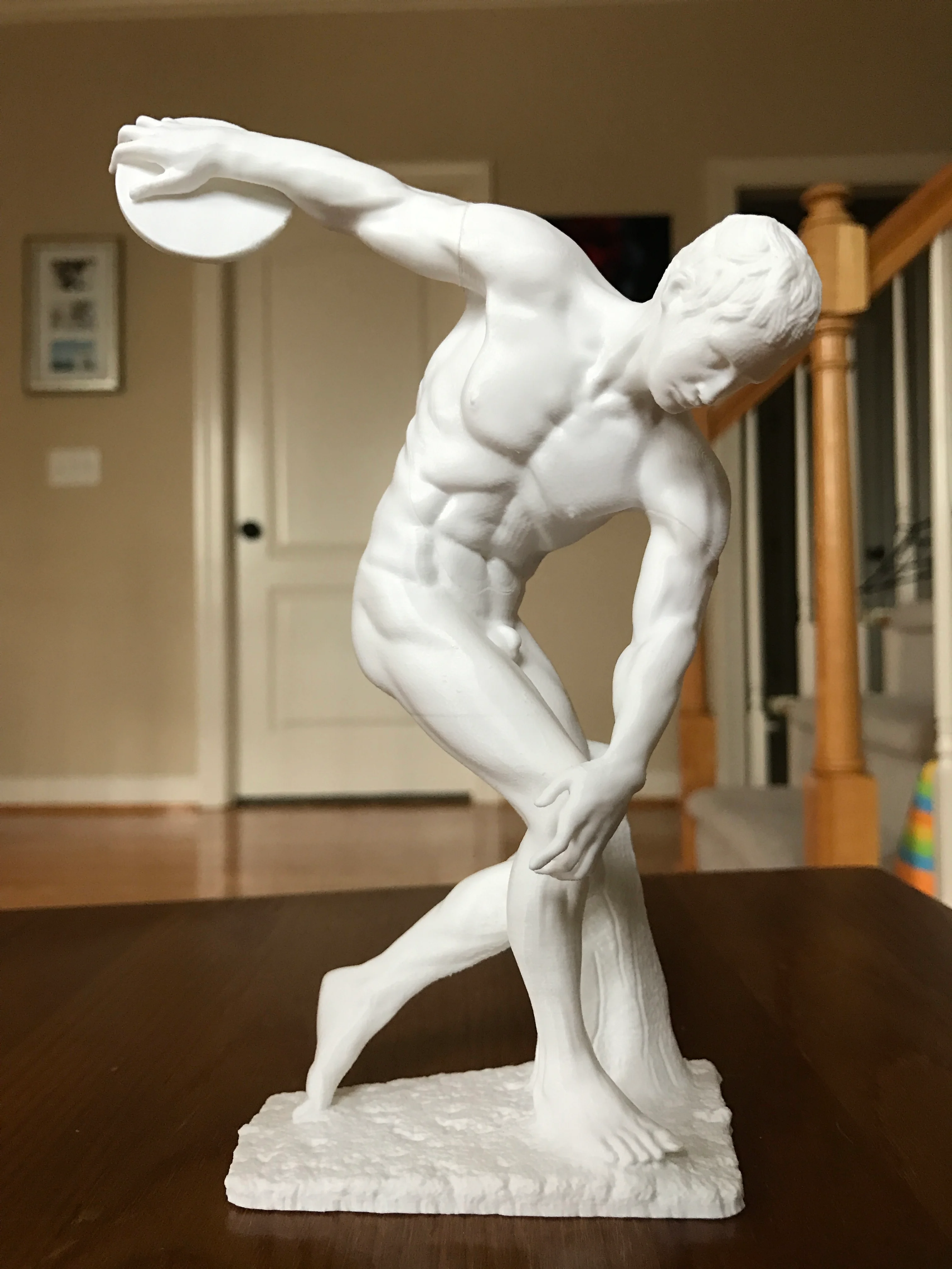 Muscular discobolus almost no support