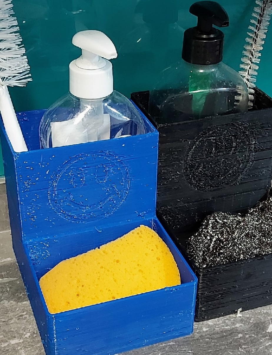 Scourer and soap organizer with a smile
