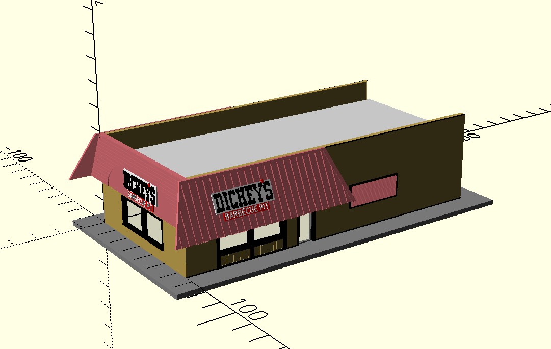 n scale - vintage and forgotten - fast food restaurant - Dickey's Barbecue Pit