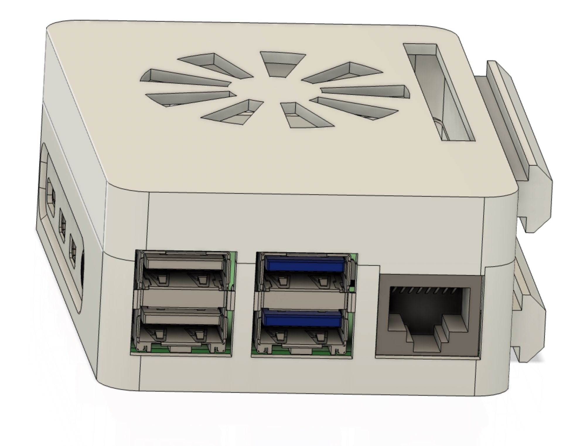 Raspberry Pi 4 Case with extrusion rails