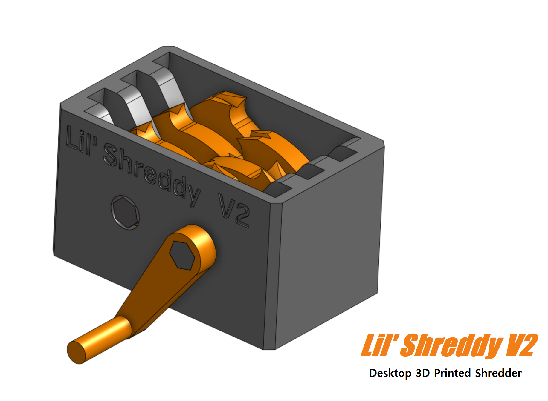 Lil Shreddy V2 - Desktop 3D Printed Shredder - (No Supports)