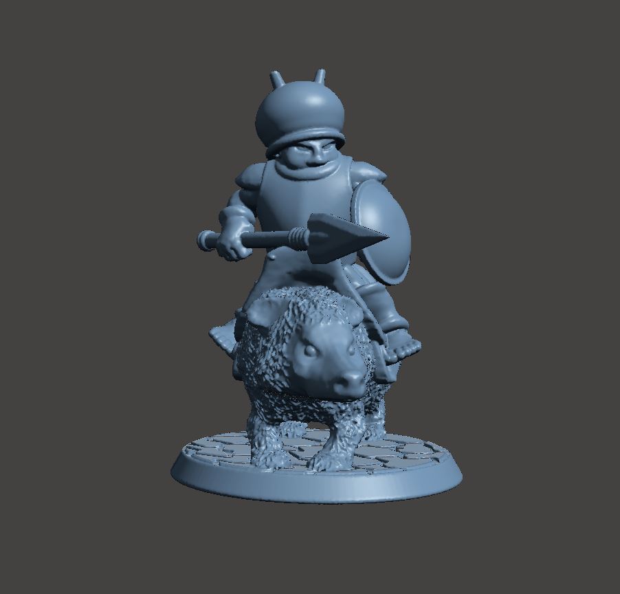 Mounted Halfling Cavalry with Spear and Shield - 28mm