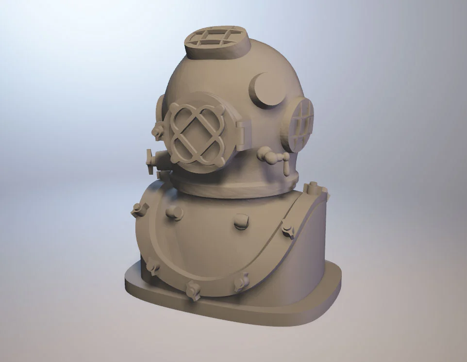 Diving Helmet HighPoly with base