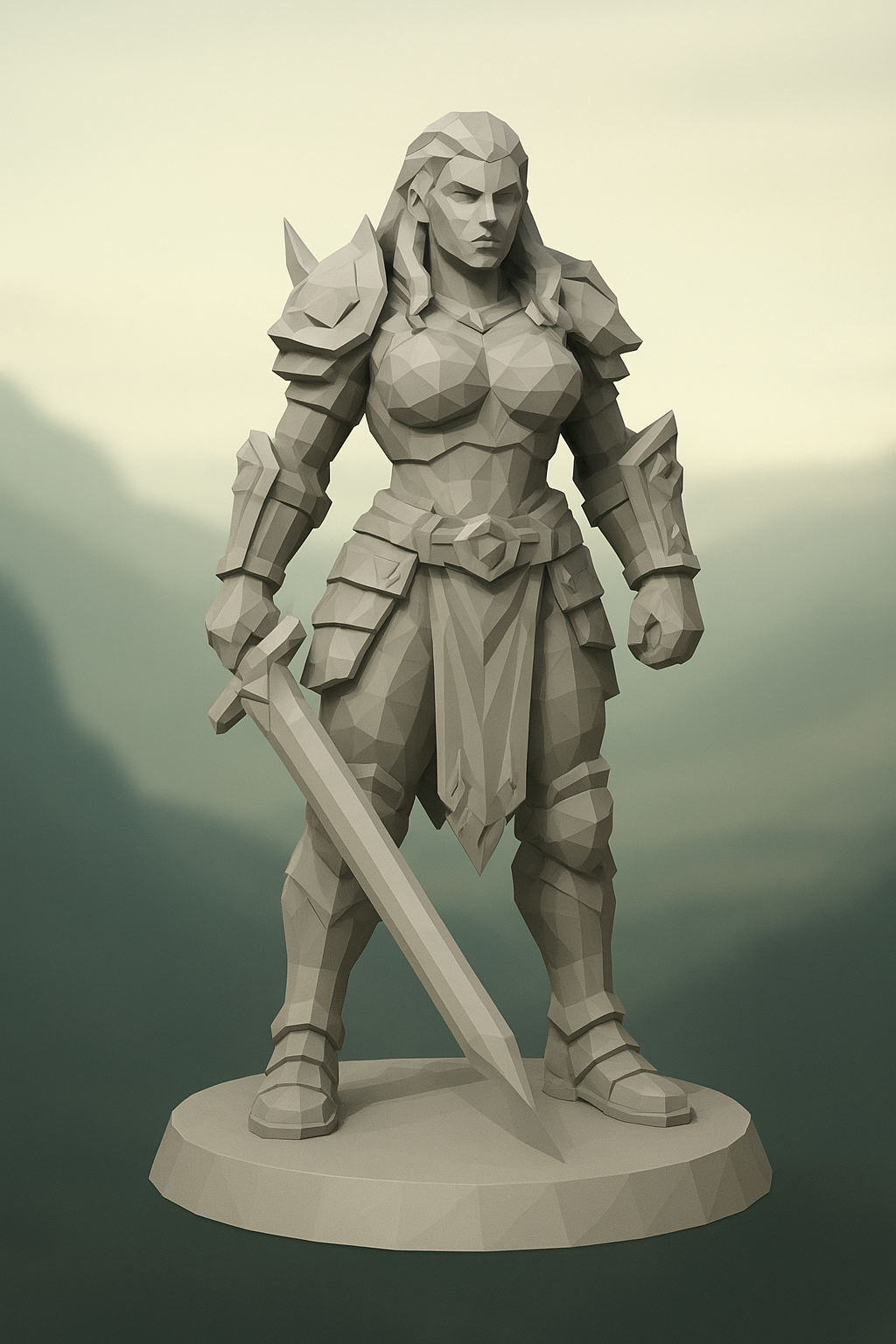 Warrior Woman, low POLY