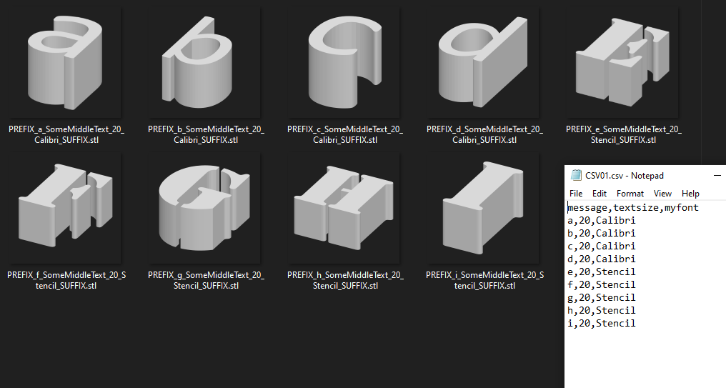 OpenSCAD - bulk export from JSON/CSV to STL/PNG
