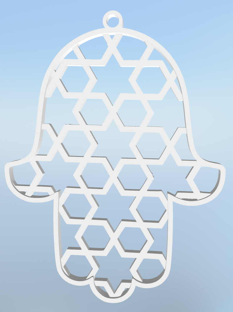 Hamsa with Geometric Star of David Pattern