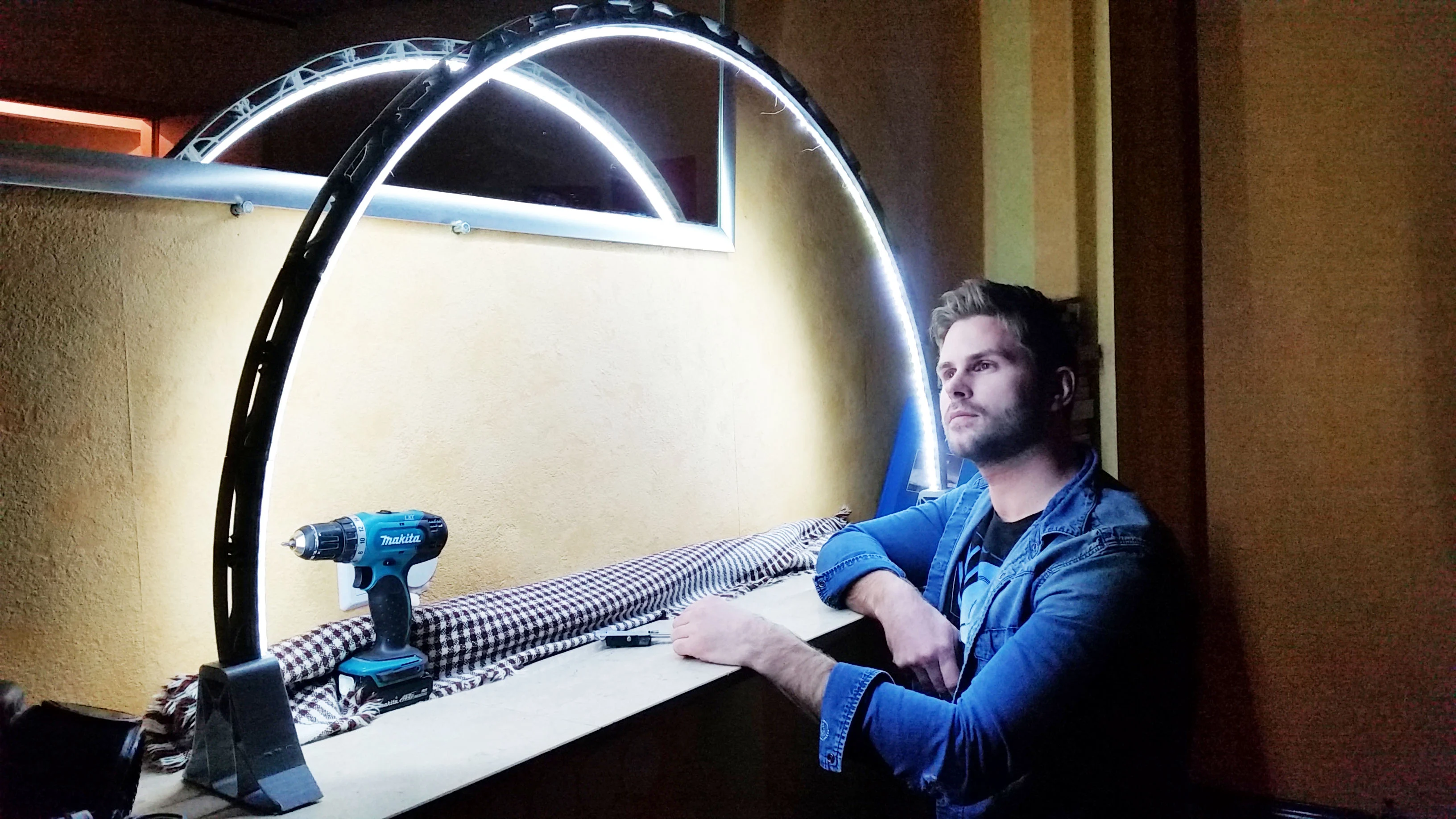 desk bridge lamp with LED stripes