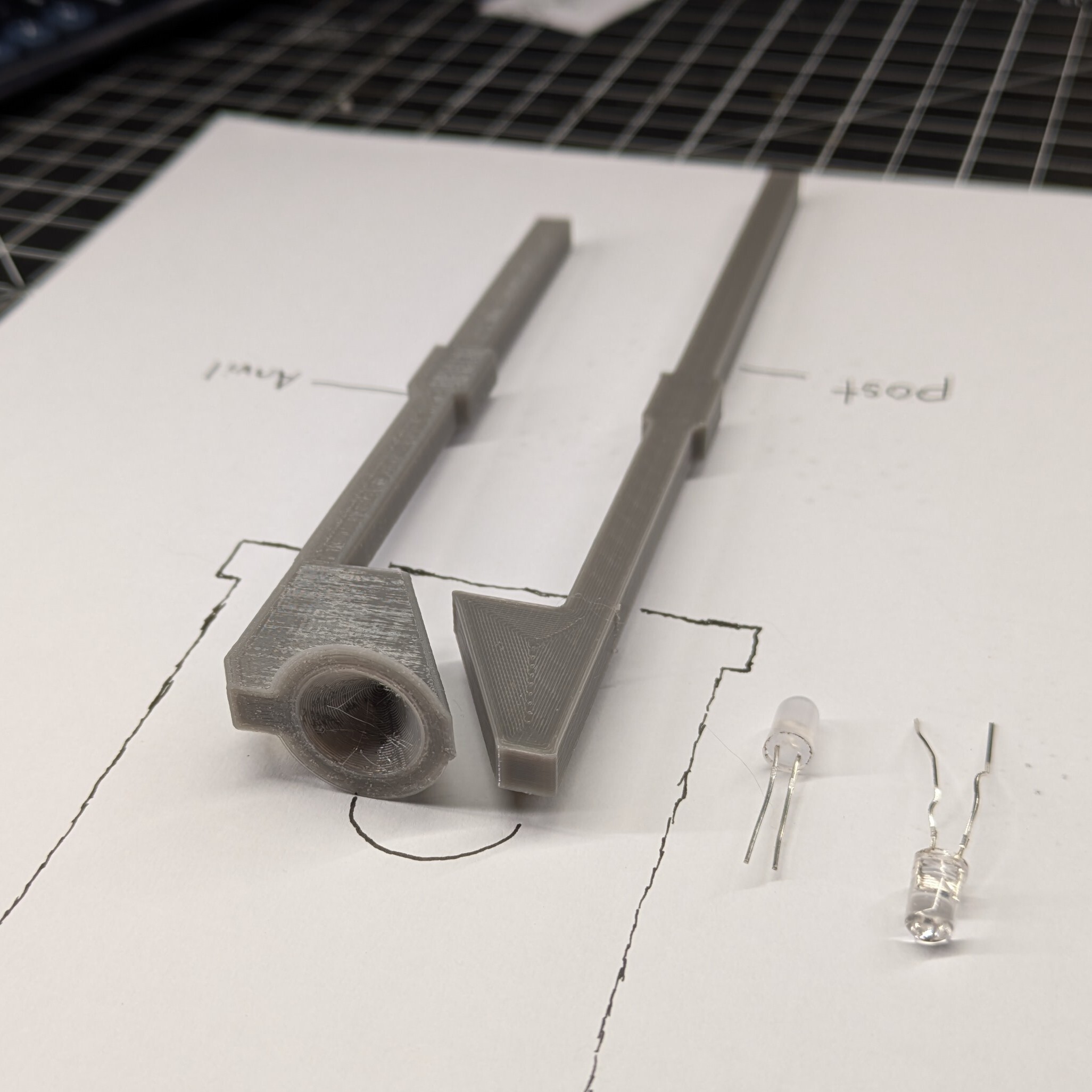 Large Model LED Cathode and Anode (Post & Anvil)