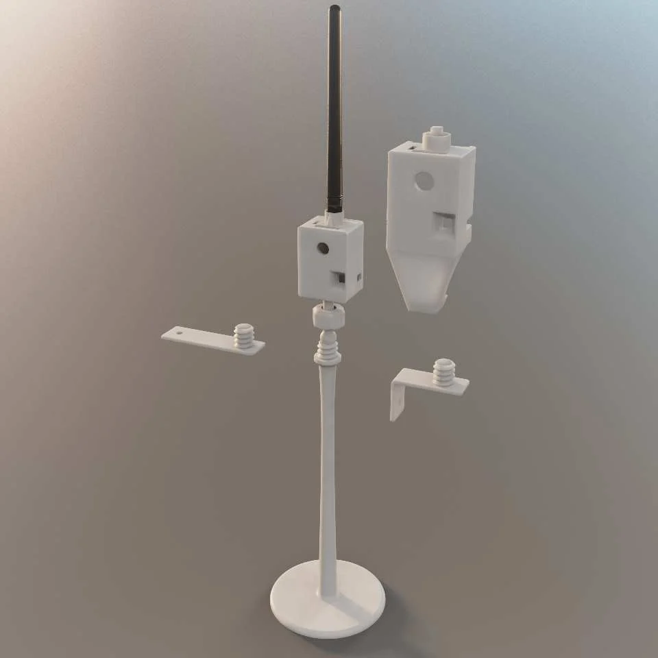 ESP32-cam storage box with base, various brackets, rod with pedestal, ball hinges