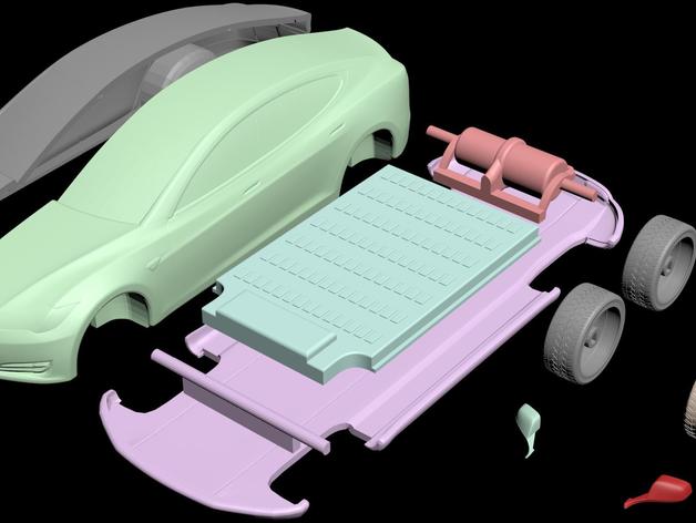 Tesla Model S - Separate parts ready for printing