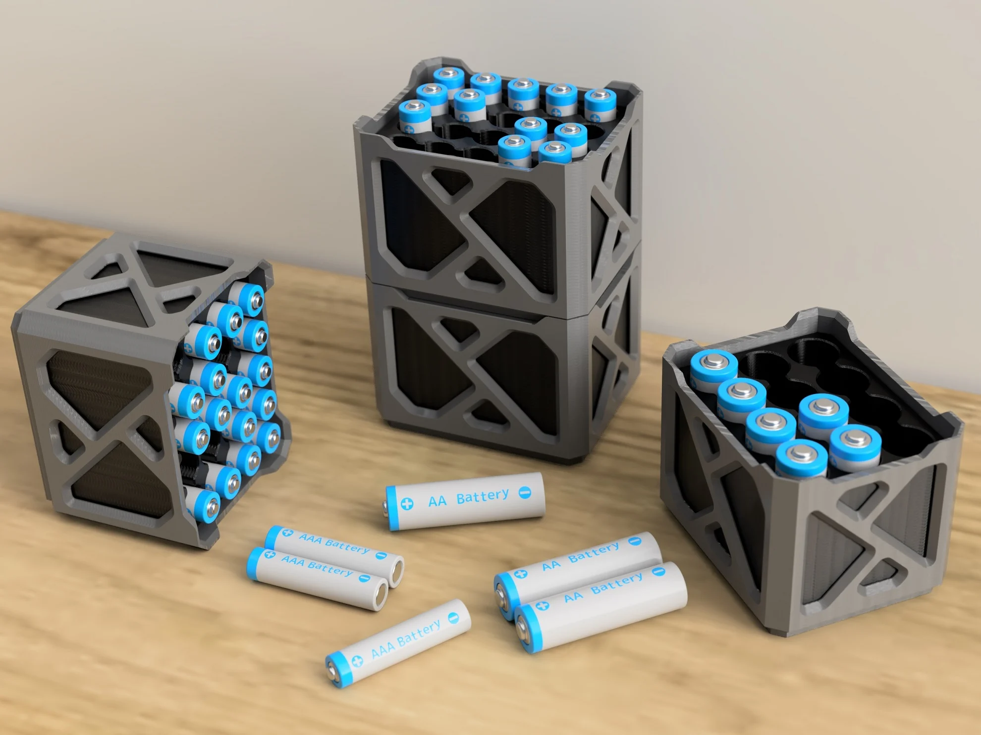 Industrial Stackable Battery Organizer for AA & AAA | Storage Container Holder