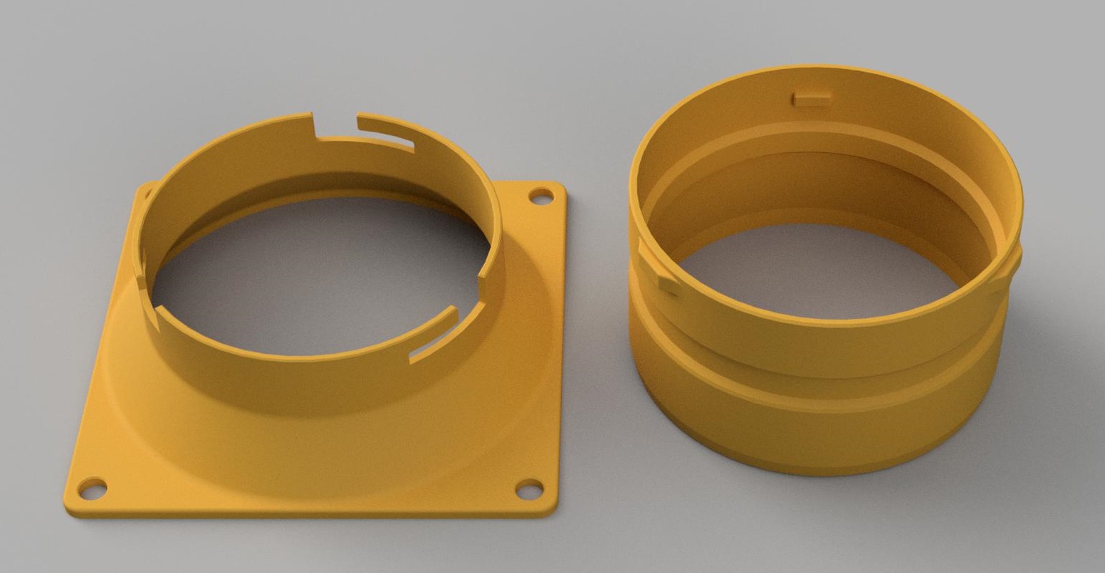 140/120mm fan to 100mm duct with twist lock connection