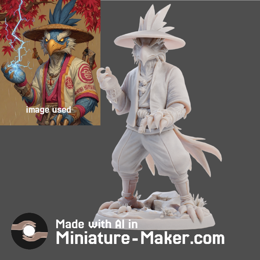 Storm Birdfolk Ronin - Kenku Aarakocra - Fantasy Miniature