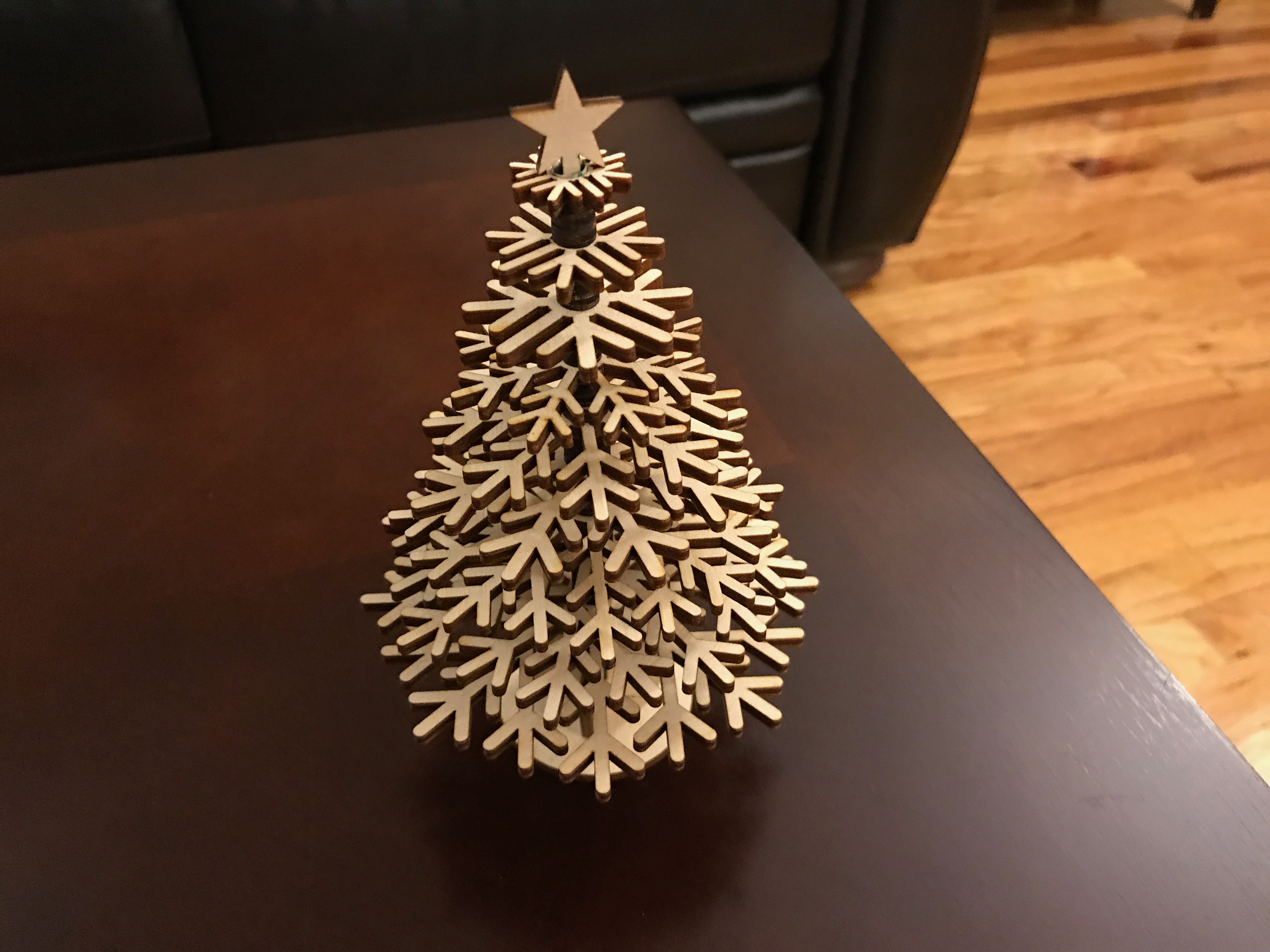 Laser-cut flat-pack holiday tree for Glowforge