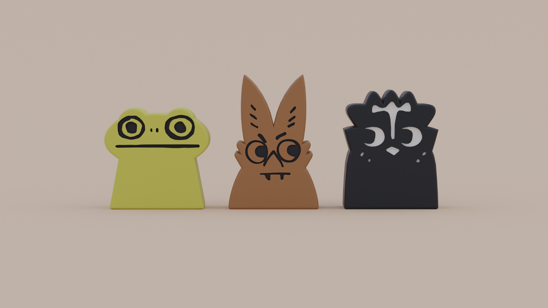 Root Homeland Expansion Meeples - Bat, Frog, Skunk