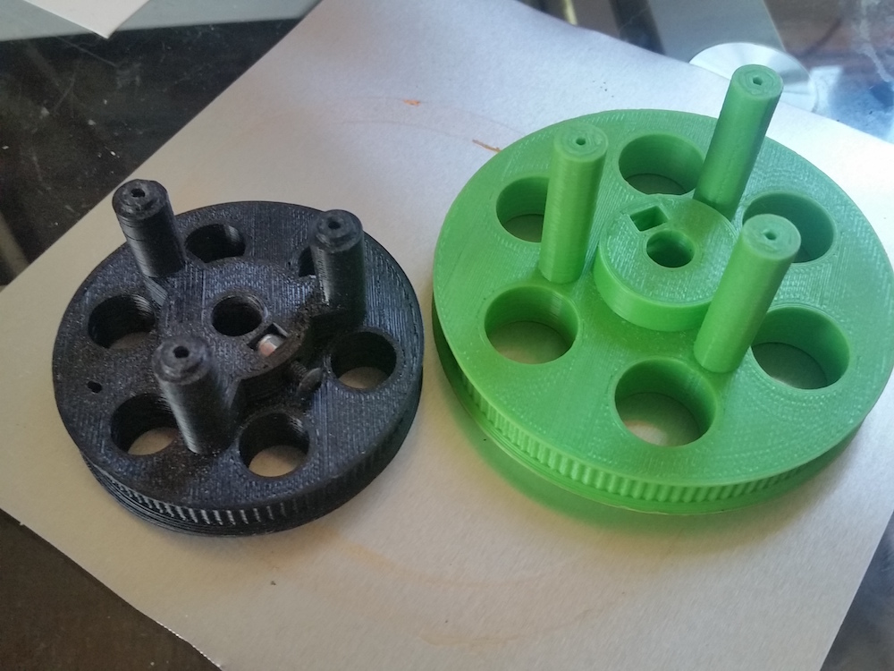 Parametric pulley with studs for slip ring for use in POV display
