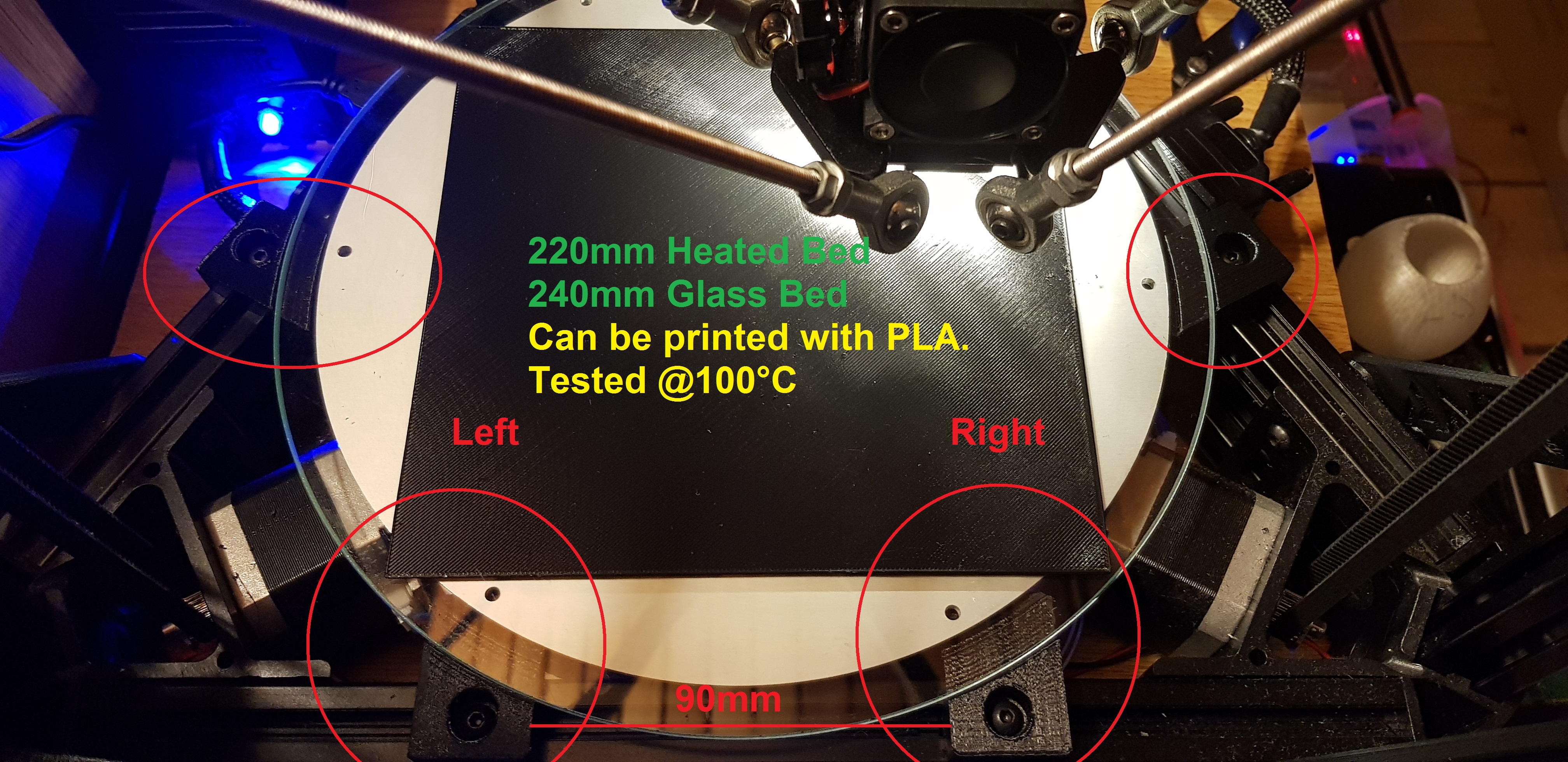 ANYCUBIC Delta/Kossel Plus 220-240mm HeatedBed supports