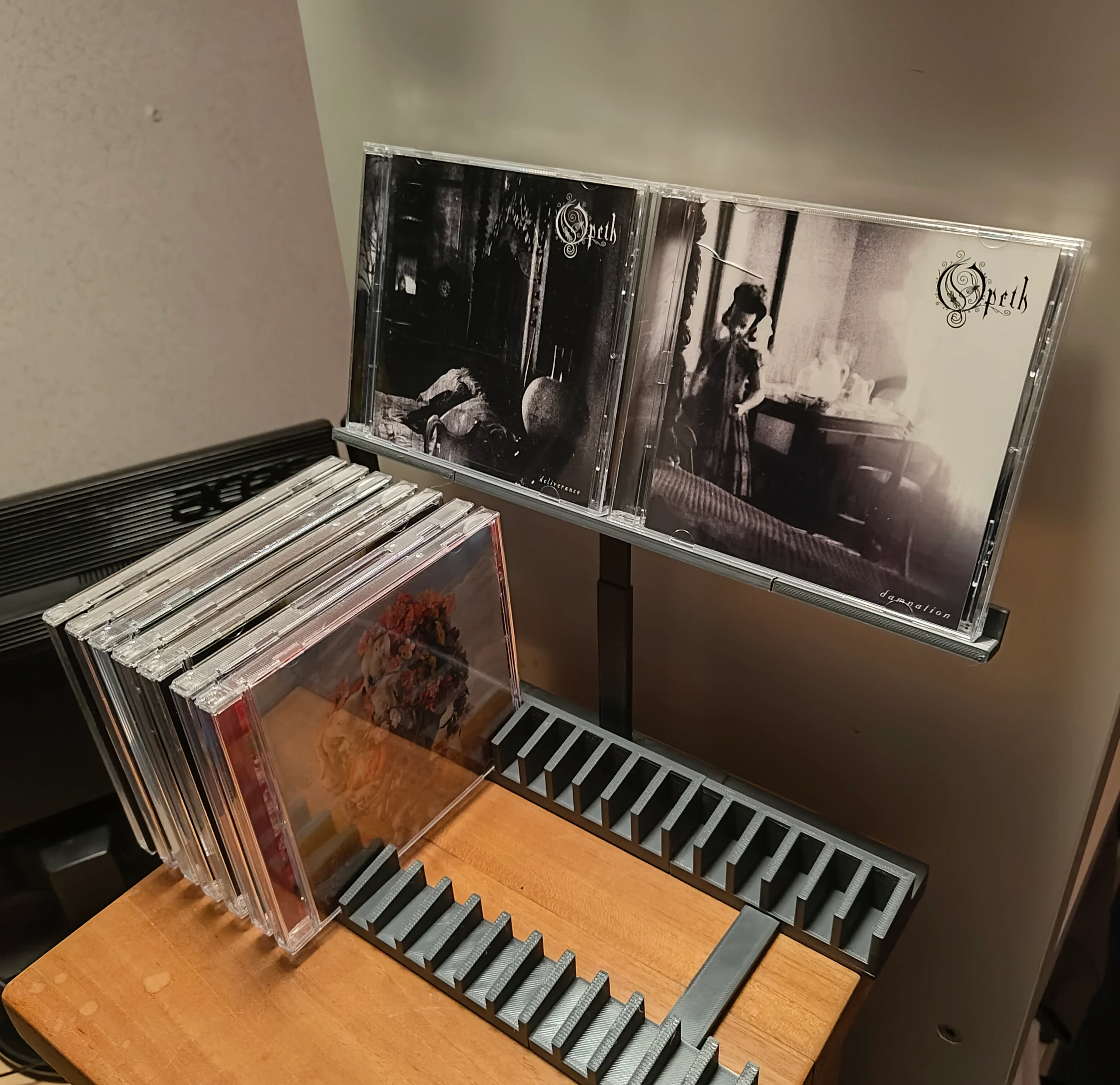 CD rack with display shelf