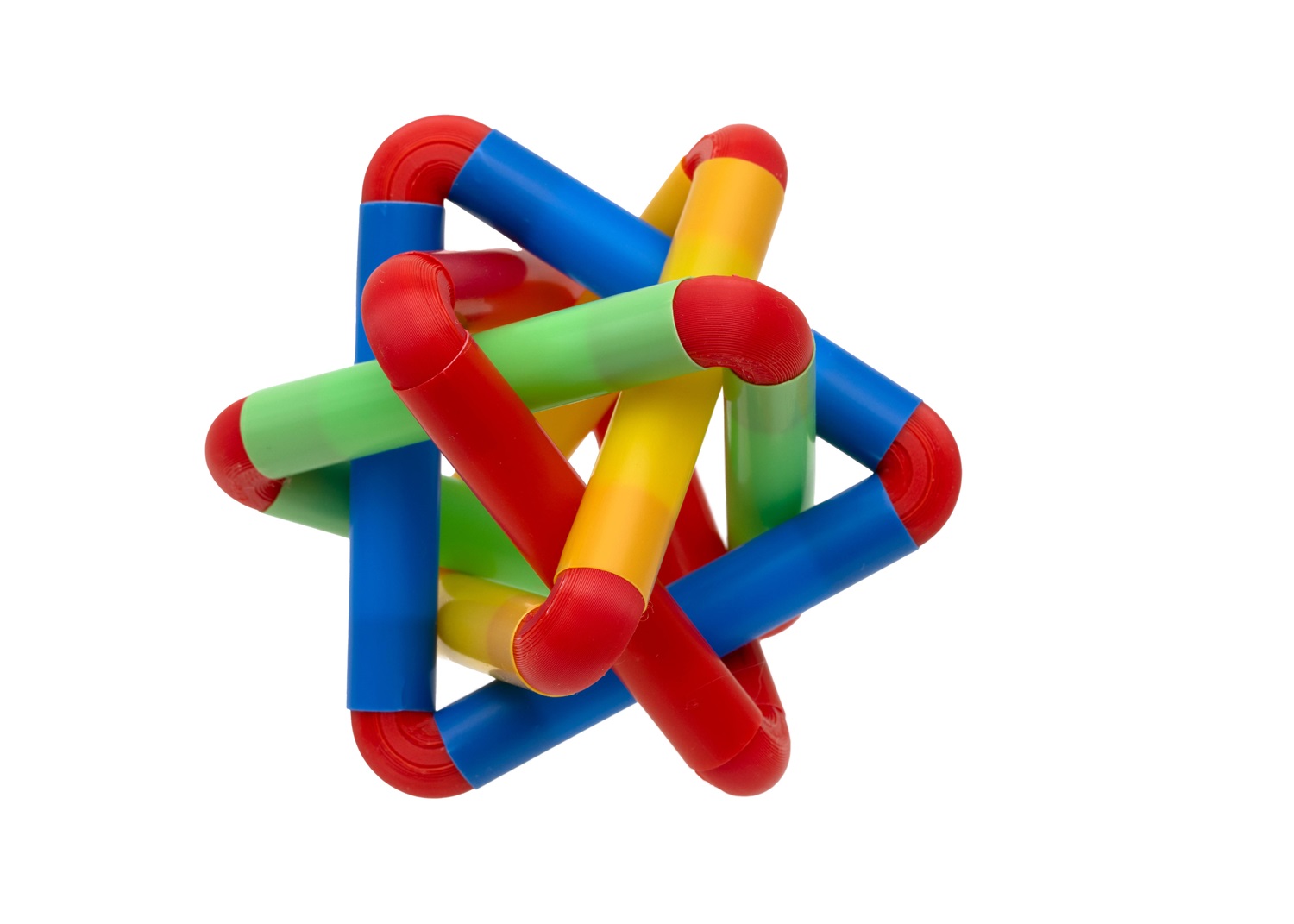 4 Triangles Geometric Model v3. A straw craft project with 3D printed connectors.