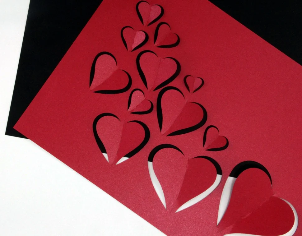Valentine's Day - flying hearts paper laser cut