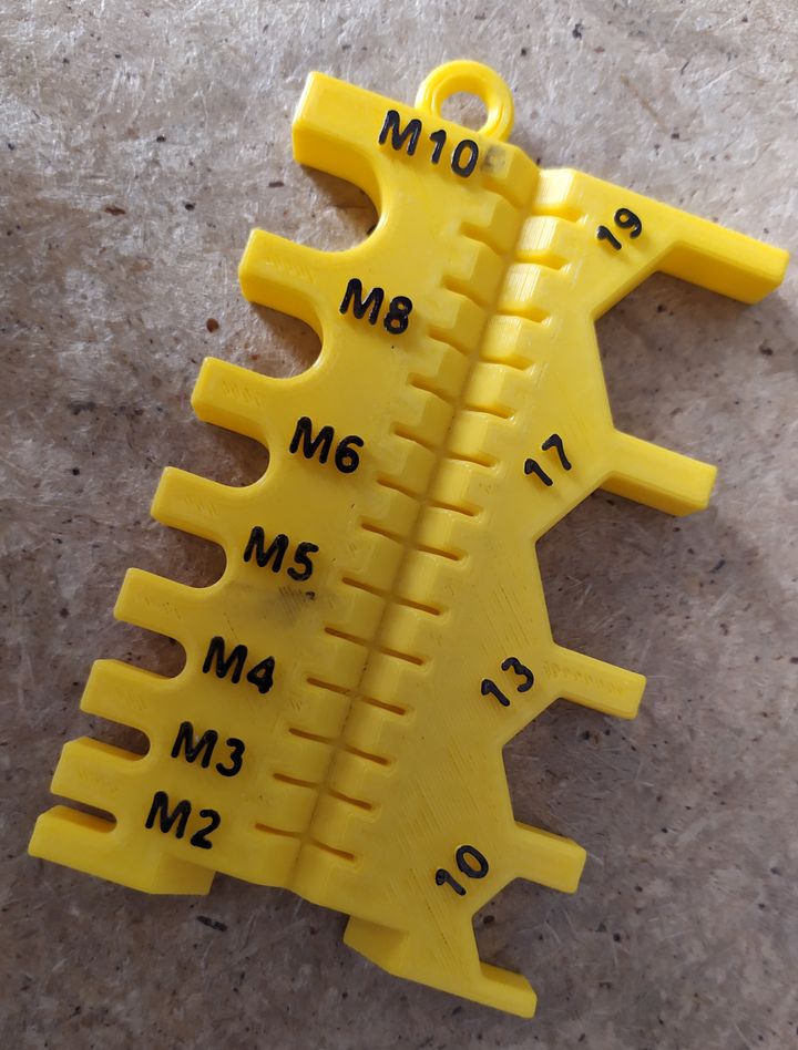 Schraubenlehre M2-M10 Schlüsselweite 10, 13, 17, 19mm