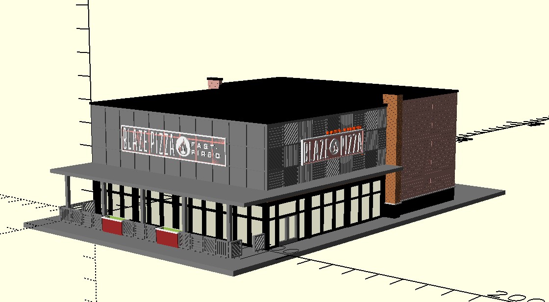 n scale - vintage and forgotten - fast food restaurant -  Blaze pizza