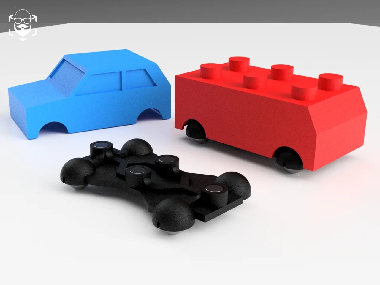 ModularBallCar – Magnetic Mini Car with 10 mm Steel Balls | Customizable Base + 3 Swappable Shells