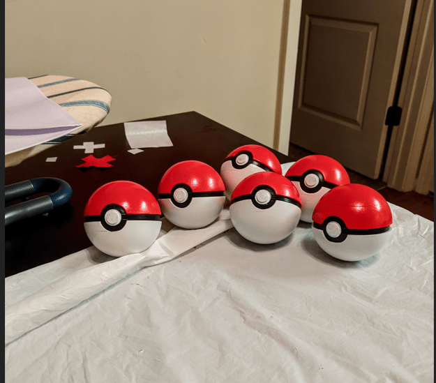 Poke-Ball Solid Model 4-Piece Easy Print