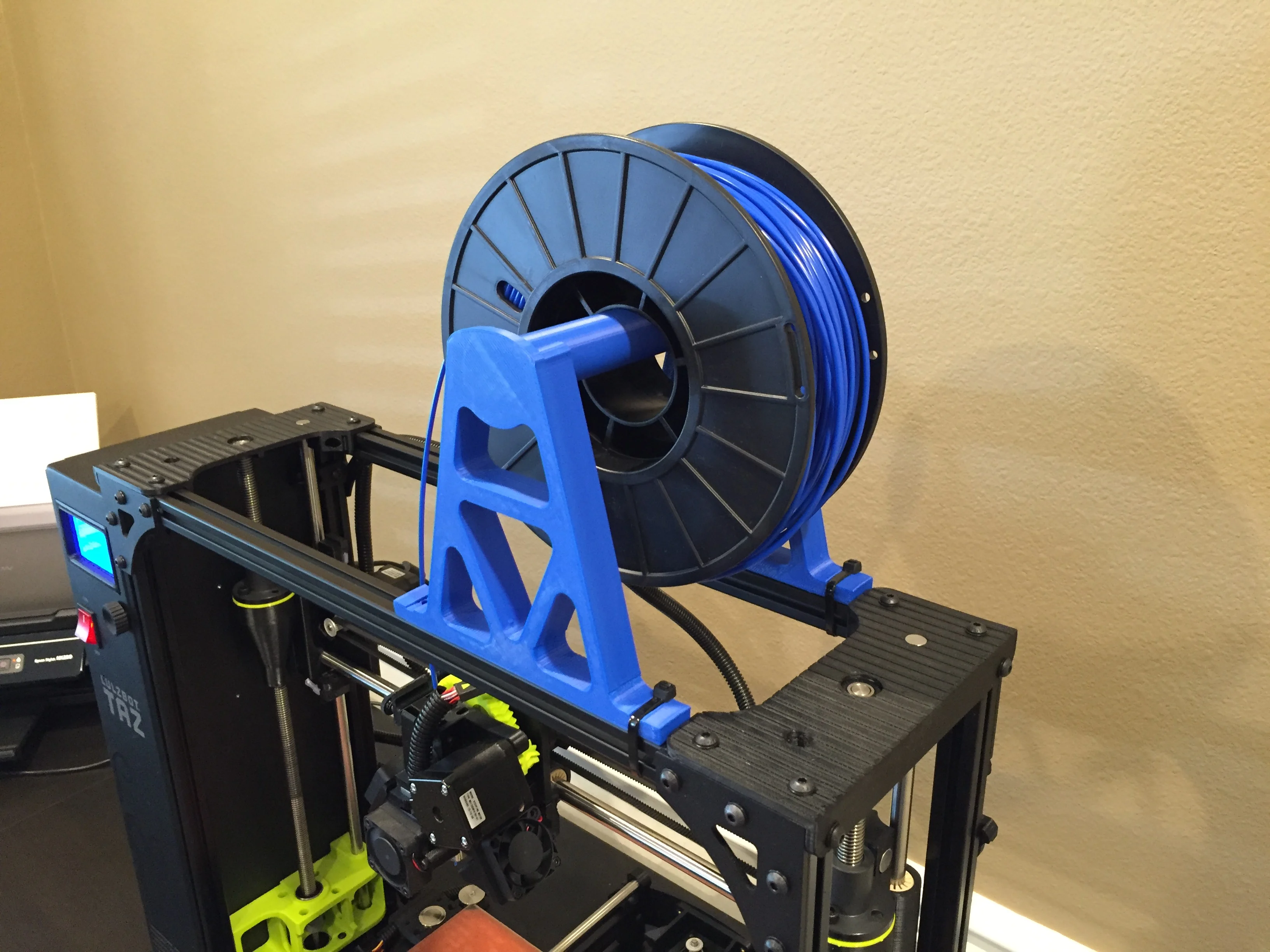 Updated Overhead Filament Spool Holder (Lulzbot Taz 6 or Taz 5)