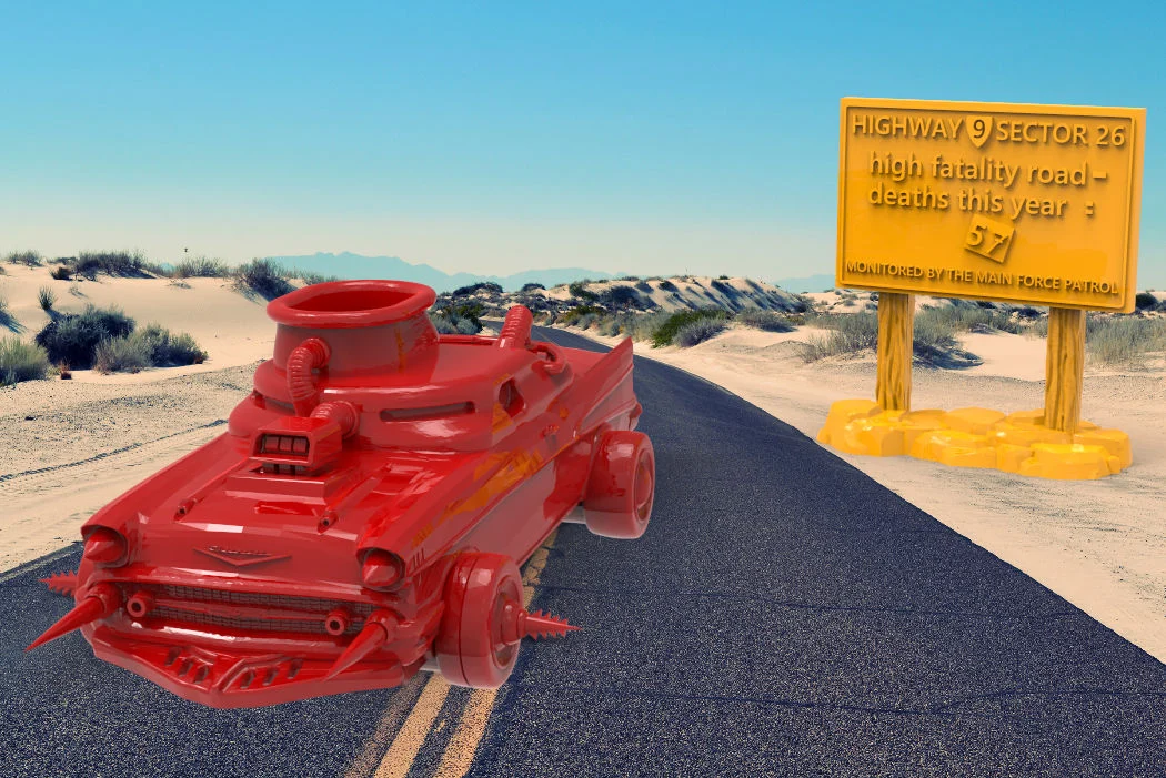 Mad Max Highway 9 Main Force Patrol Sign - Gaslands / Darkfuture