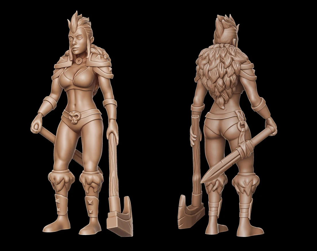 Barbarian girl 2 (28mm DnD miniature)